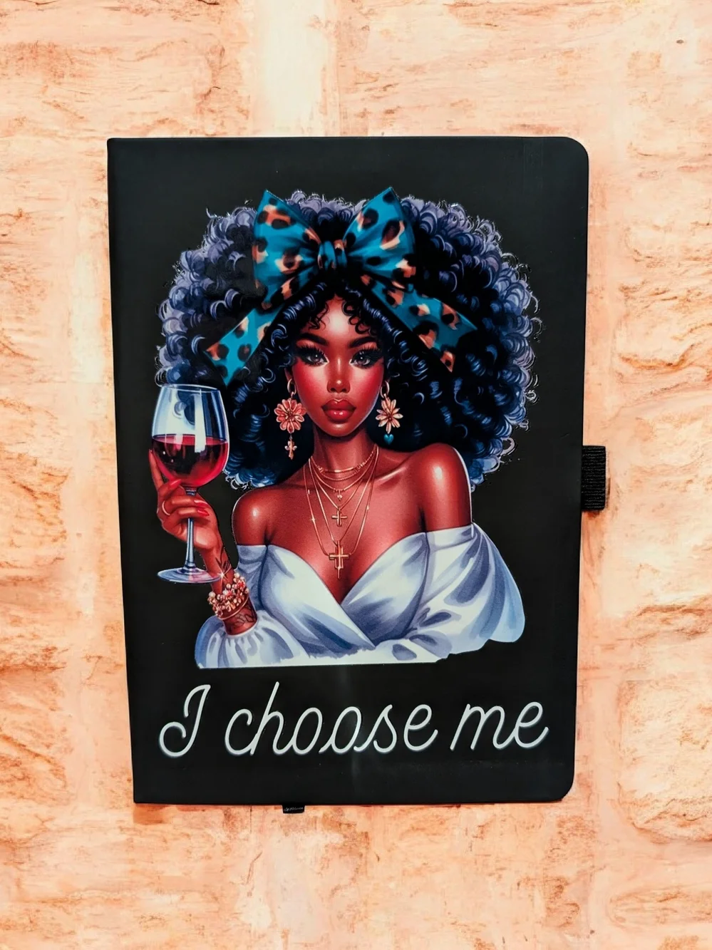 I Choose Me Black Notebook with Illustrated Woman